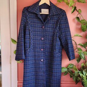 Vintage Rozelia Tokyo Gogh Purple Plaid Wool Overcoat
